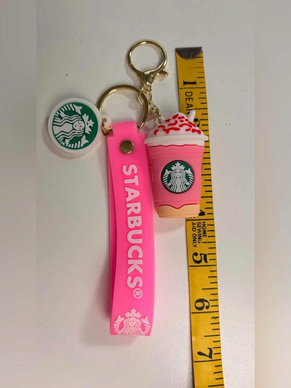Starbucks Pink Frappuccino Keychain with Charms